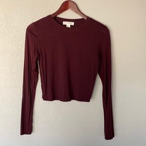 Forever 21 maroon long sleeve crop top